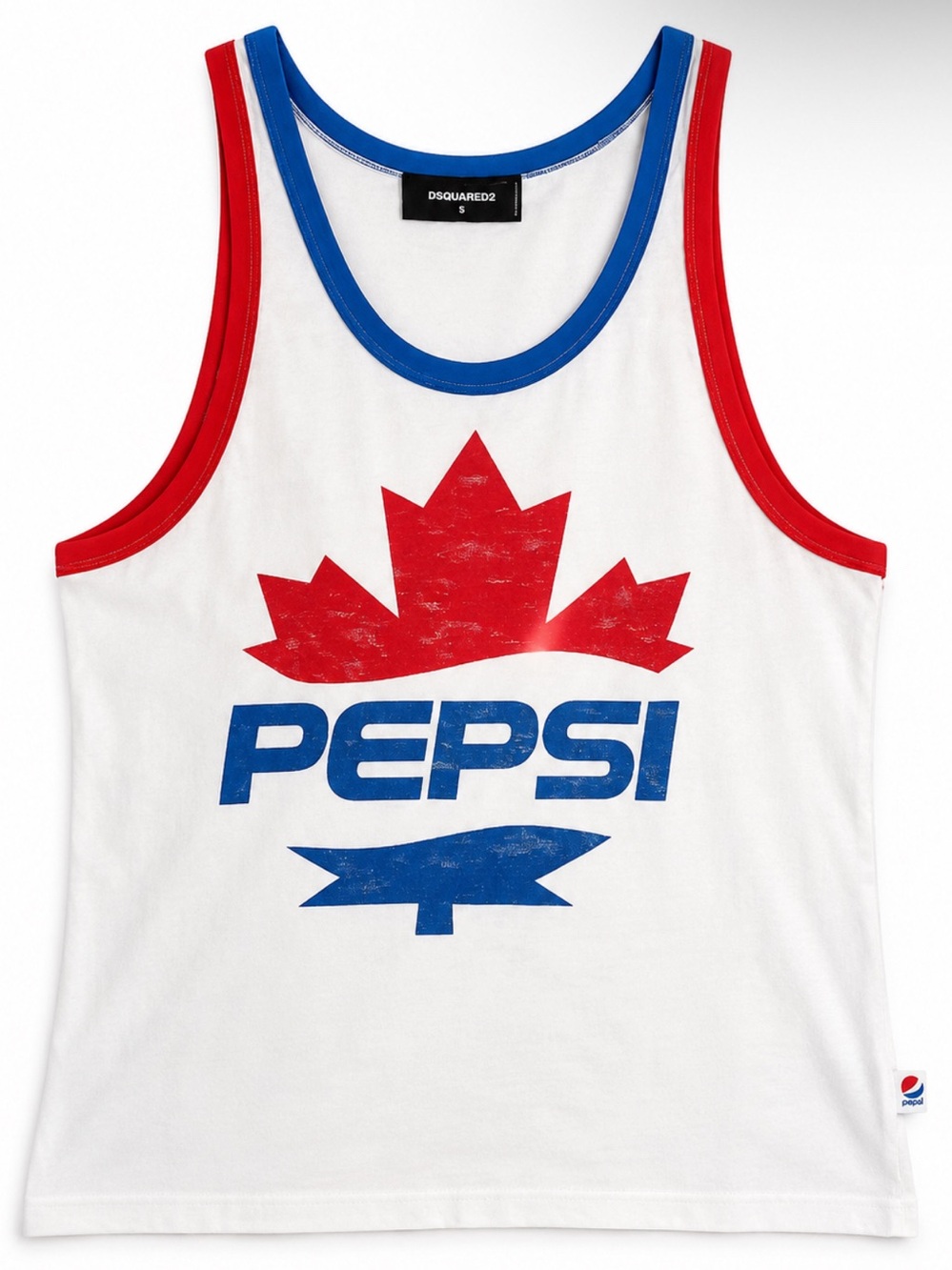 DSQUARED2 Pepsi Edition Men’s Small White Cotton Logo Tank Top Designer